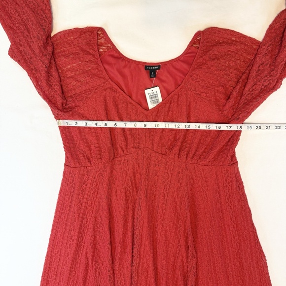 Torrid Plus Size 2 - 2X (18-20)  Mini Lace Fit Flare Dress Red 3/4 Sleeves NWT - Picture 8 of 16
